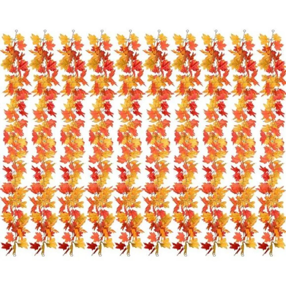 10 Pack Fall Maple Garland, 5.9 FT Artificial Maple Leaves Garland Autumn Decor